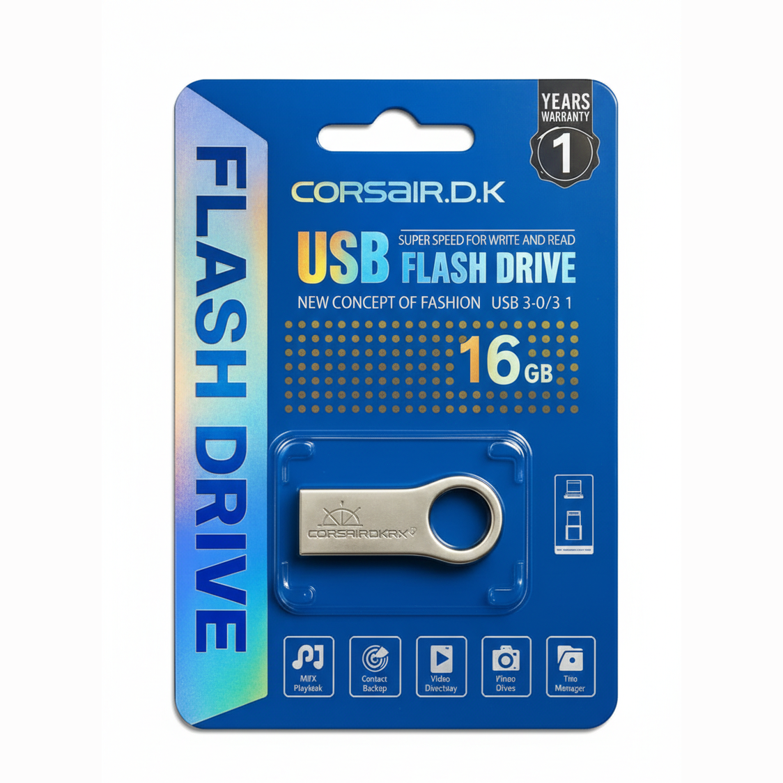 Corsair.D.K 16GB USB 3.0/3.1 Yüksək Sürətli Metal Flash Drive